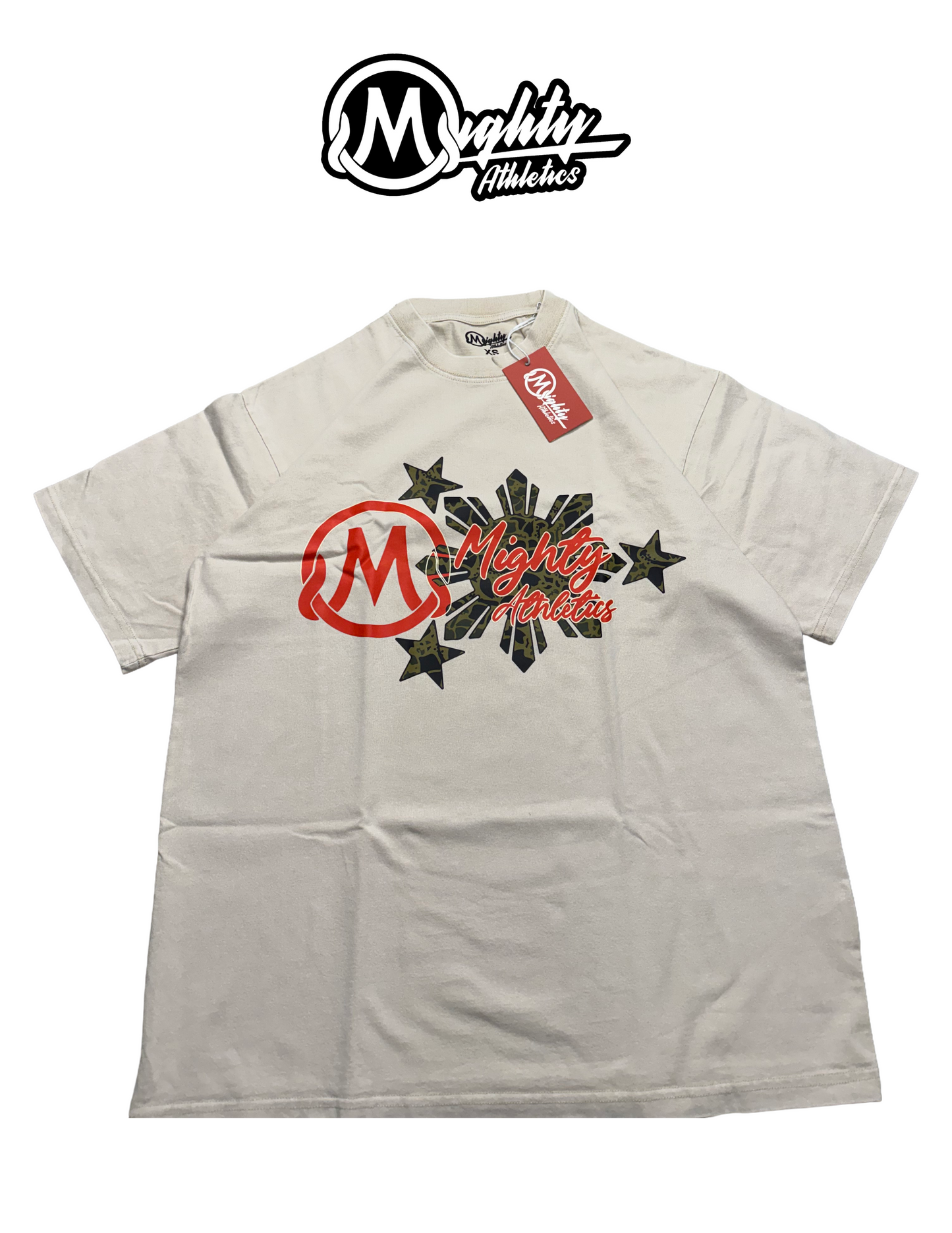 Mighty Athletics Heavyweight Tee — Camo Sun & Stars