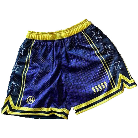 Blue and Gold Emblem Basketball Shorts - Men’s Streetwear