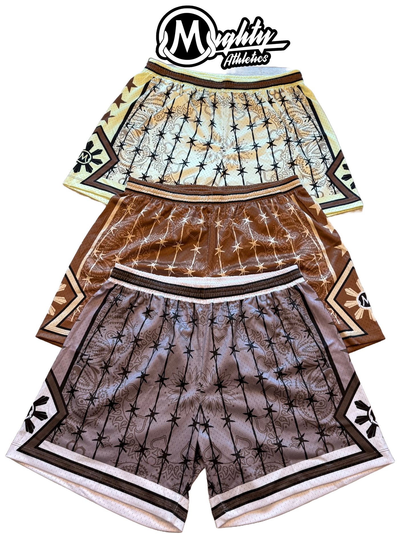 Barbed Wire Star Mesh Shorts – 3 Colorways