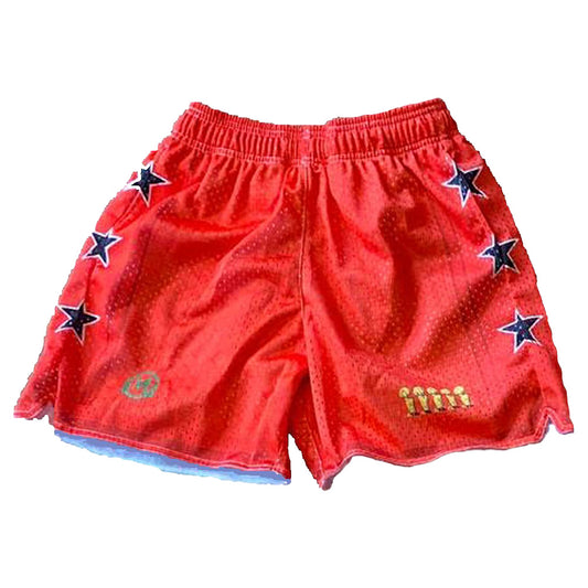 Red and Blue Starburst Basketball Shorts - Men’s Athletic Performance Wear